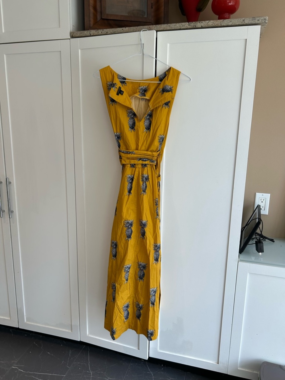 Lafayette 148 New York Mustard Yellow Pineapple-Print Midi Dress